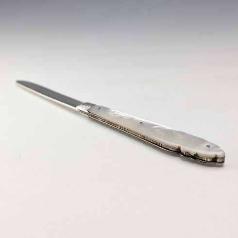 1903 British antique white mother-of-pearl handle, pure silver blade penknife, Fattorini & Sons