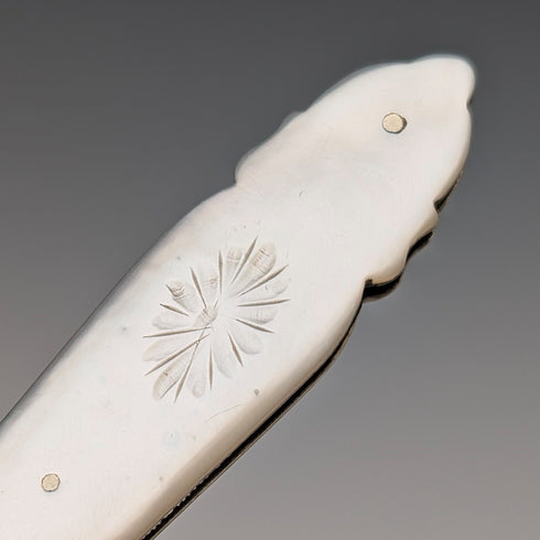 1903 British antique white mother-of-pearl handle, pure silver blade penknife, Fattorini & Sons