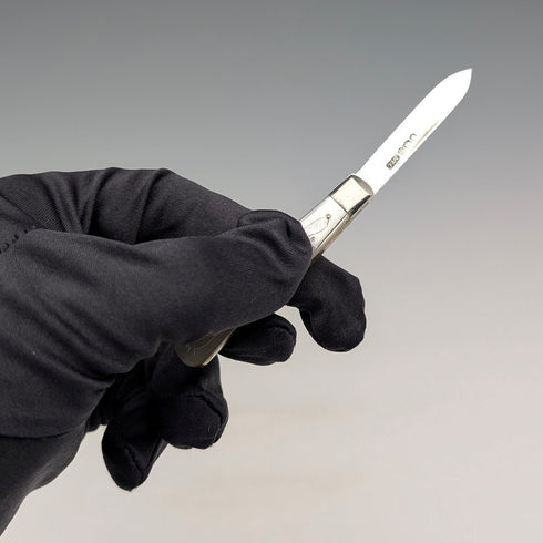 1924 年英國古董白色珍珠手柄純銀刀片小刀 John Yeomans Cowlishaw