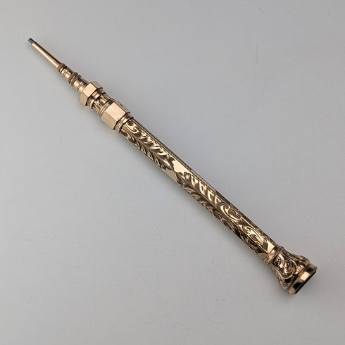 Antique Rold Gold Magic Pencil with Amethyst Decoration, Extendable 97-121mm