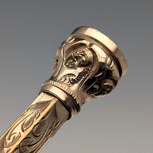 Antique Rold Gold Magic Pencil with Amethyst Decoration, Extendable 97-121mm