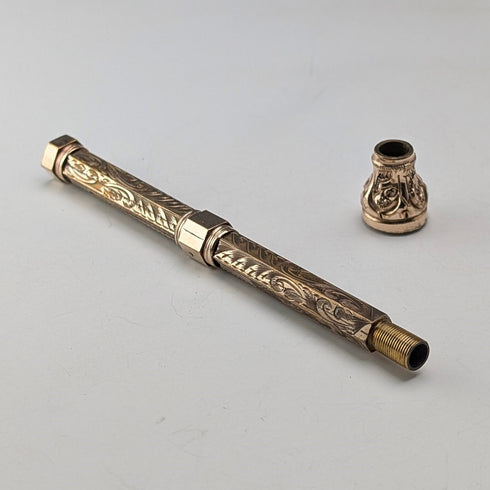 Antique Rold Gold Magic Pencil with Amethyst Decoration, Extendable 97-121mm