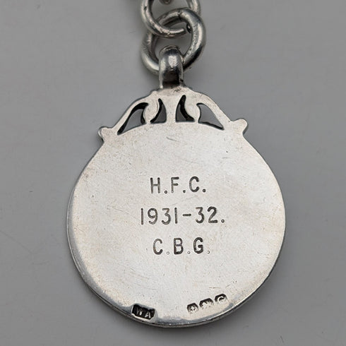 1900年頃 英国アンティーク 純銀製アルバートチェーン 49g 純銀メダルフォブ