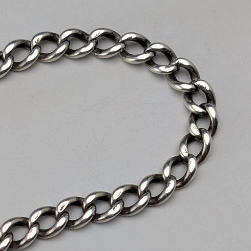 1900年頃 英国アンティーク 純銀製アルバートチェーン 37g 純銀コンパスフォブ