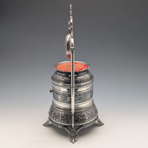 19 世紀末美國古董鍍銀懷錶支架與配件盒 Reed & Barton