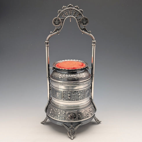 19 世紀末美國古董鍍銀懷錶支架與配件盒 Reed & Barton