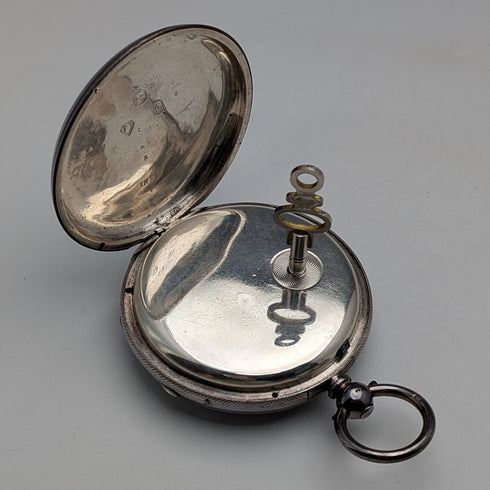 1862 British antique decorative dial key-wound pocket watch, diameter 53mm, in good working order