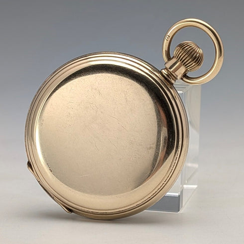 1920s British antique Russell pocket watch, gold plated hunter case, in good working order