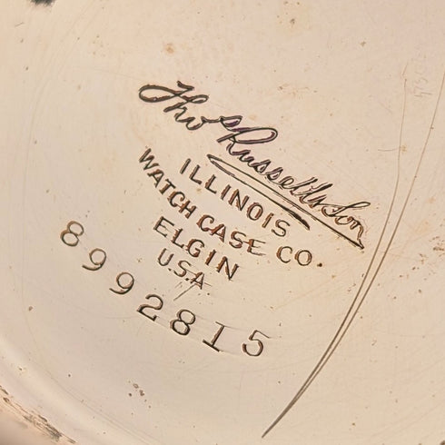 1920s British antique Russell pocket watch, gold plated hunter case, in good working order