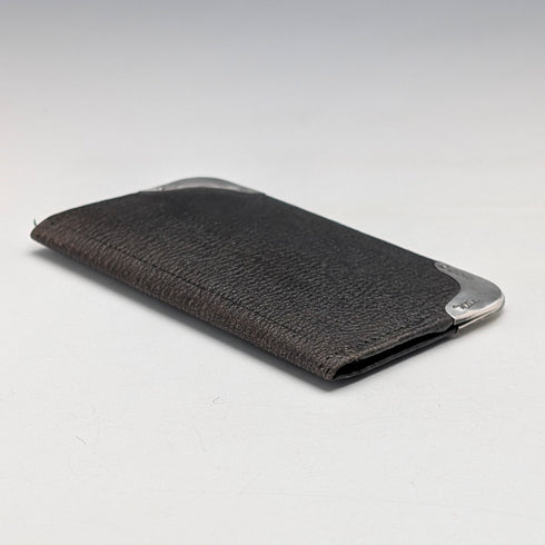 1902 年英國古董純銀裝飾小號皮革皮夾票夾