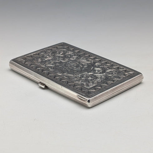 1874年 英国アンティーク 純銀 両開き型カードケース 104g George Unite