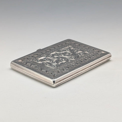 1874年 英国アンティーク 純銀 両開き型カードケース 104g George Unite