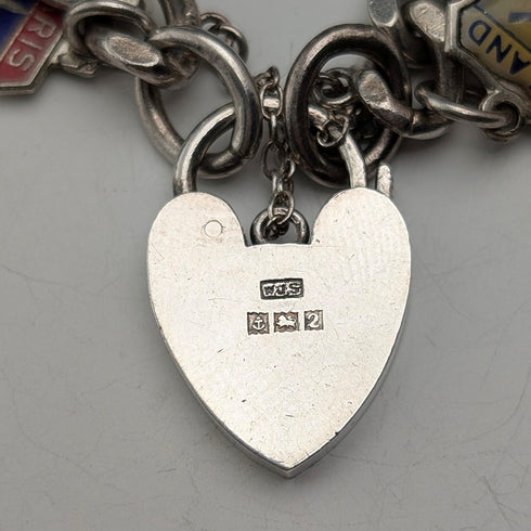 1965 British Vintage Sterling Silver Charm Bracelet 74g WJS