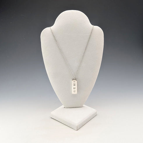 1978 British sterling silver ingot pendant, 16g, with necklace