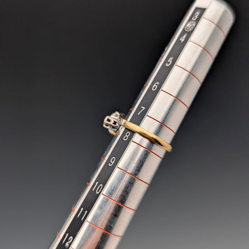 古董 K18 金戒指蛋白石和鑽石(8 號)戒指