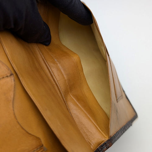 1902年 英国アンティーク 純銀装飾 レザー 二つ折りウォレット PWS