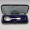 1905 British antique sterling silver tea caddy spoon and tongs, James Deakin & Sons, in case