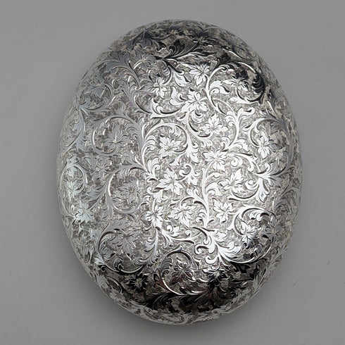 1890年 英国アンティーク 純銀製 オーバルスナッフボックス 90g Howard James