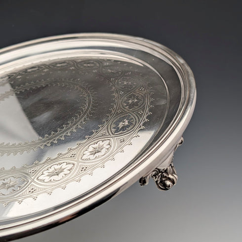 1898 年英國古董鍍銀薩爾瓦直徑 31 公分埃爾金頓