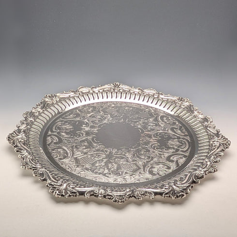 加拿大復古鍍銀圓形無腳薩爾瓦直徑 37 厘米