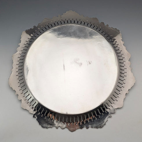 加拿大復古鍍銀圓形無腳薩爾瓦直徑 37 厘米