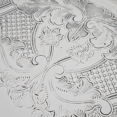 加拿大復古鍍銀圓形無腳薩爾瓦直徑 37 厘米