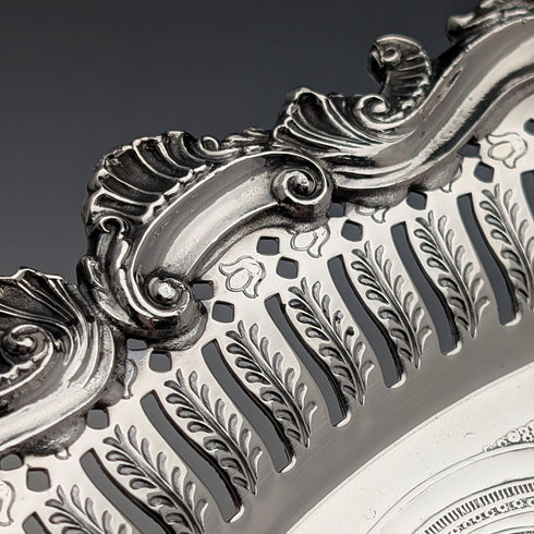 加拿大復古鍍銀圓形無腳薩爾瓦直徑 37 厘米