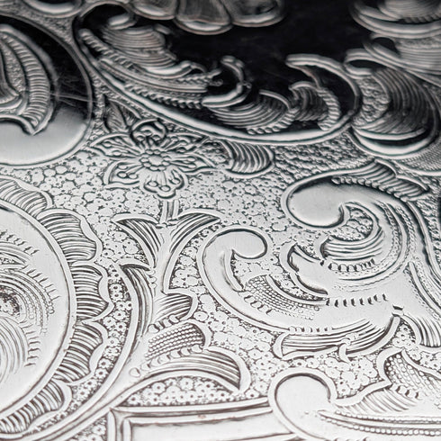 加拿大復古鍍銀圓形無腳薩爾瓦直徑 37 厘米