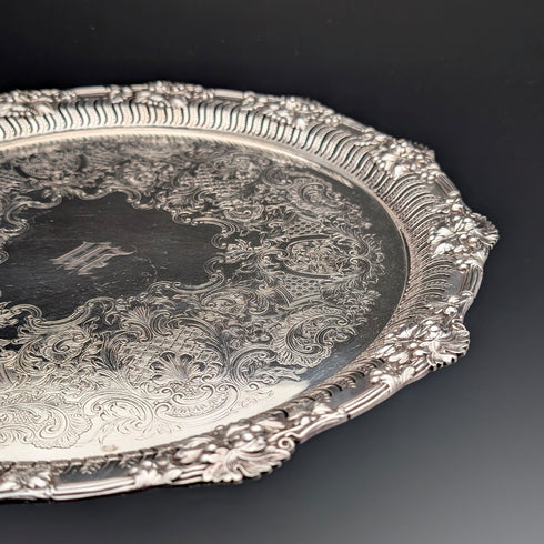 英國復古鍍銀圓腿薩爾瓦直徑36厘米