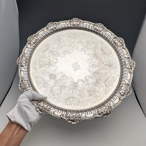 英國復古鍍銀圓腿薩爾瓦直徑36厘米