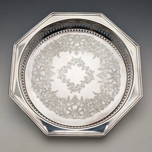 英國復古鍍銀八角形盤 Parkin 盒裝