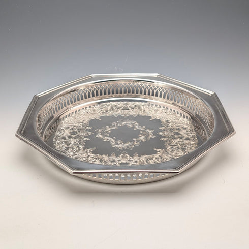 英國復古鍍銀八角形盤 Parkin 盒裝