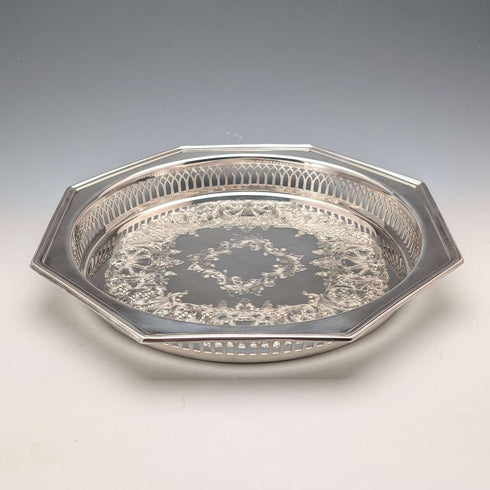 Vintage British silver plated octagon dish Parkin in box