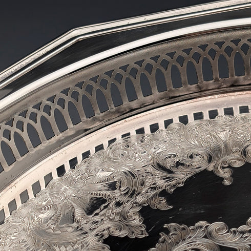 英國復古鍍銀八角形盤 Parkin 盒裝