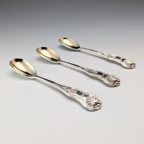 1843 British antique sterling silver mustard spoon x 3, total 91g, Samuel Hayne & Dudley Carter