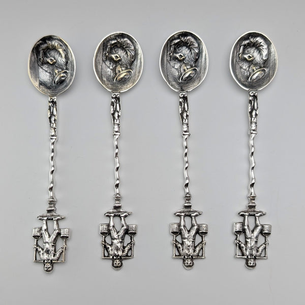 Antique 835 silver tea spoon x 4, total 36g