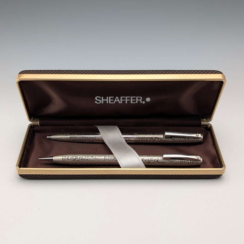Vintage American Sheaffer sterling silver mechanical pencil and ballpoint pen set in case