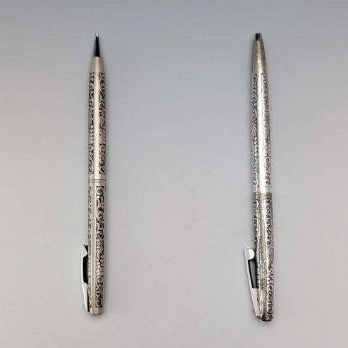Vintage American Sheaffer sterling silver mechanical pencil and ballpoint pen set in case