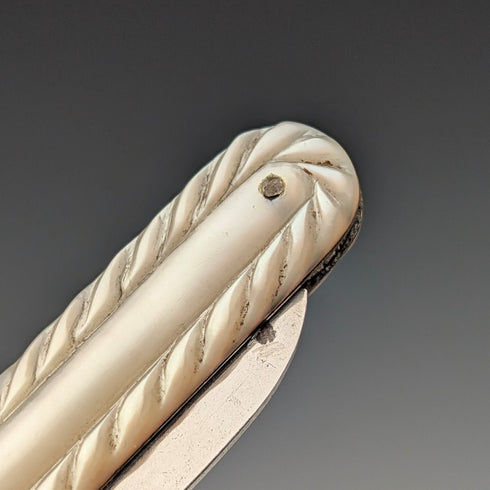 1883 British antique white mother-of-pearl handle, pure silver blade penknife, William Morton