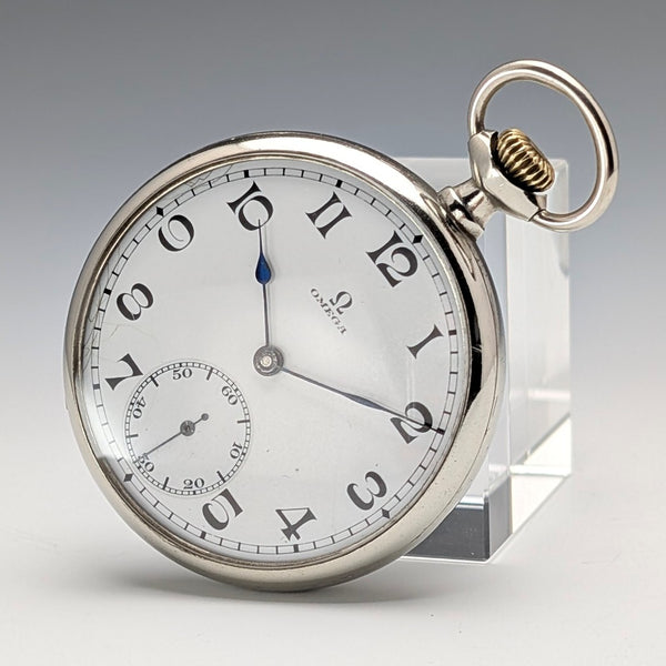 約 1930 年復古歐米茄懷錶 合金錶殼 開面 工作狀況良好