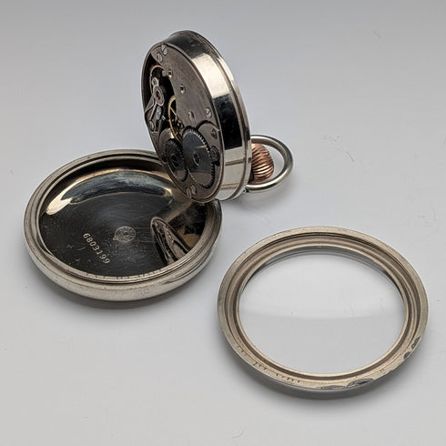 1915年頃 アンティーク オメガ 懐中時計 直径53mm 鉄道時計 合金ケース 動作良好