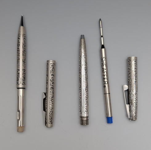 美國復古 Schafer 純銀自動鉛筆/原子筆套裝附盒