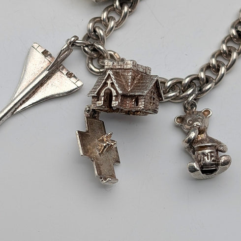 1978 British Vintage Sterling Silver Charm Bracelet 48g RP