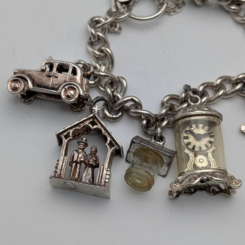1978 British Vintage Sterling Silver Charm Bracelet 48g RP