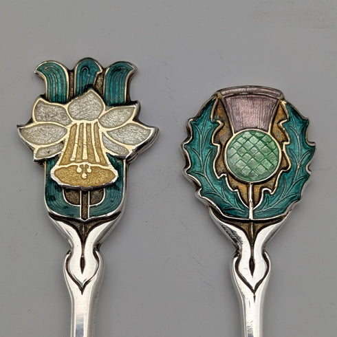 1967 年英國復古琺瑯裝飾純銀咖啡湯匙 x4 共 48 克 含 Turner&Simpson 盒