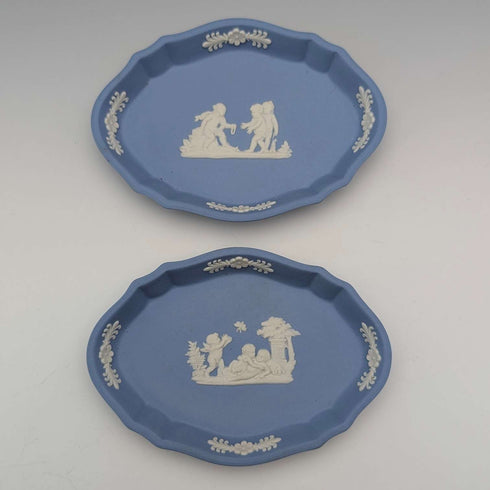 British Vintage Wedgwood Jasperware Pintish Pair, Pale Blue