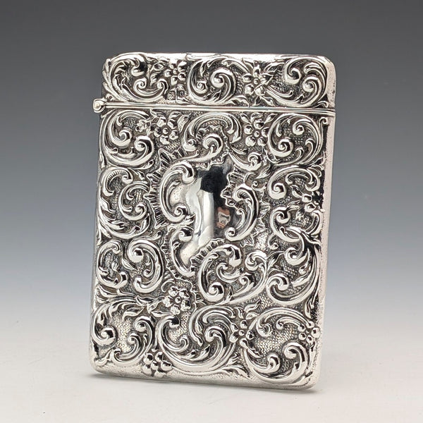 1902 年英國古董純銀浮雕裝飾卡盒 52 克 Henry Matthews