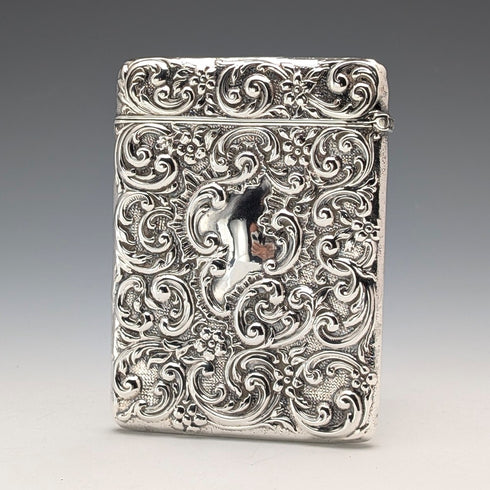 1902 年英國古董純銀浮雕裝飾卡盒 52 克 Henry Matthews