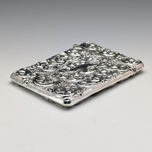 1902 年英國古董純銀浮雕裝飾卡盒 52 克 Henry Matthews