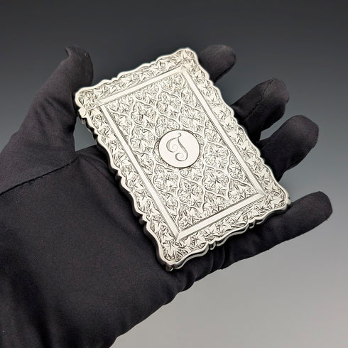 1884年 英国アンティーク 純銀製 カードケース 56g George Unite